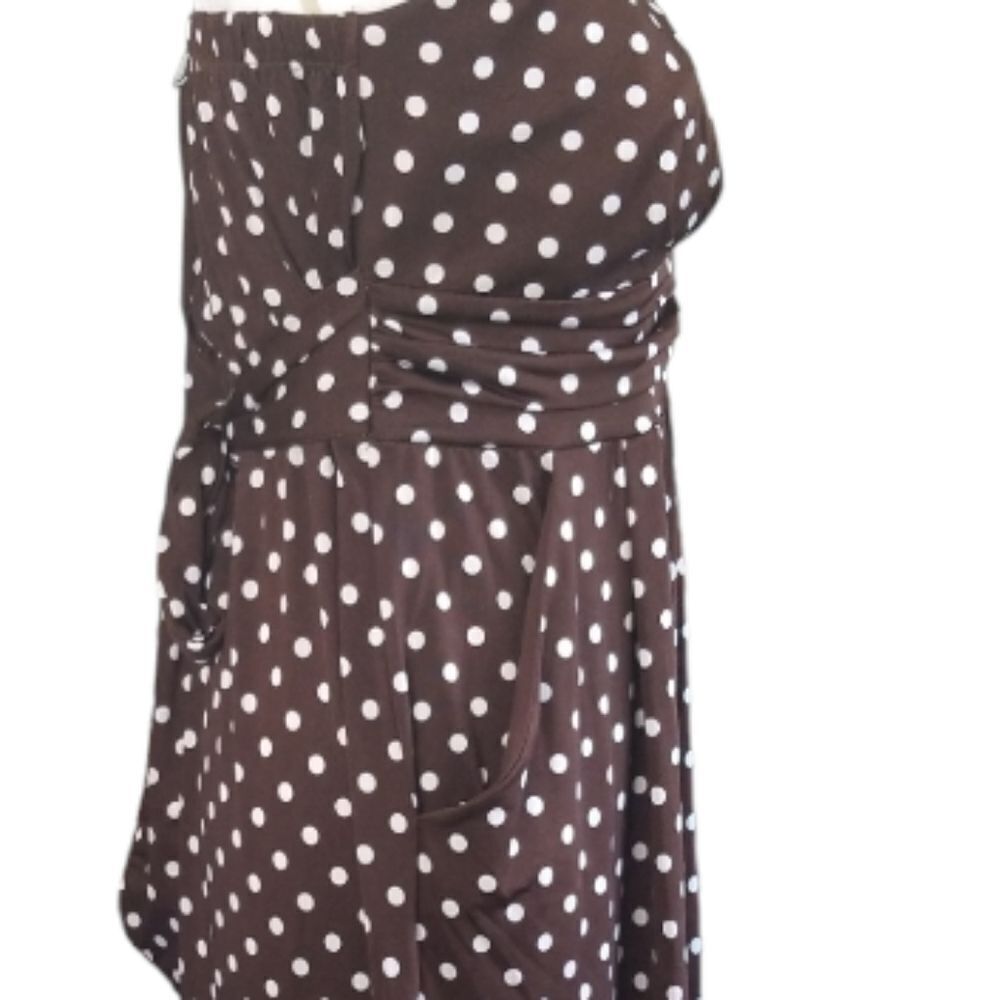Paper Doll Halter Maxi Dresd Brown White Polka Dots Size 2X - Picture 5 of 9